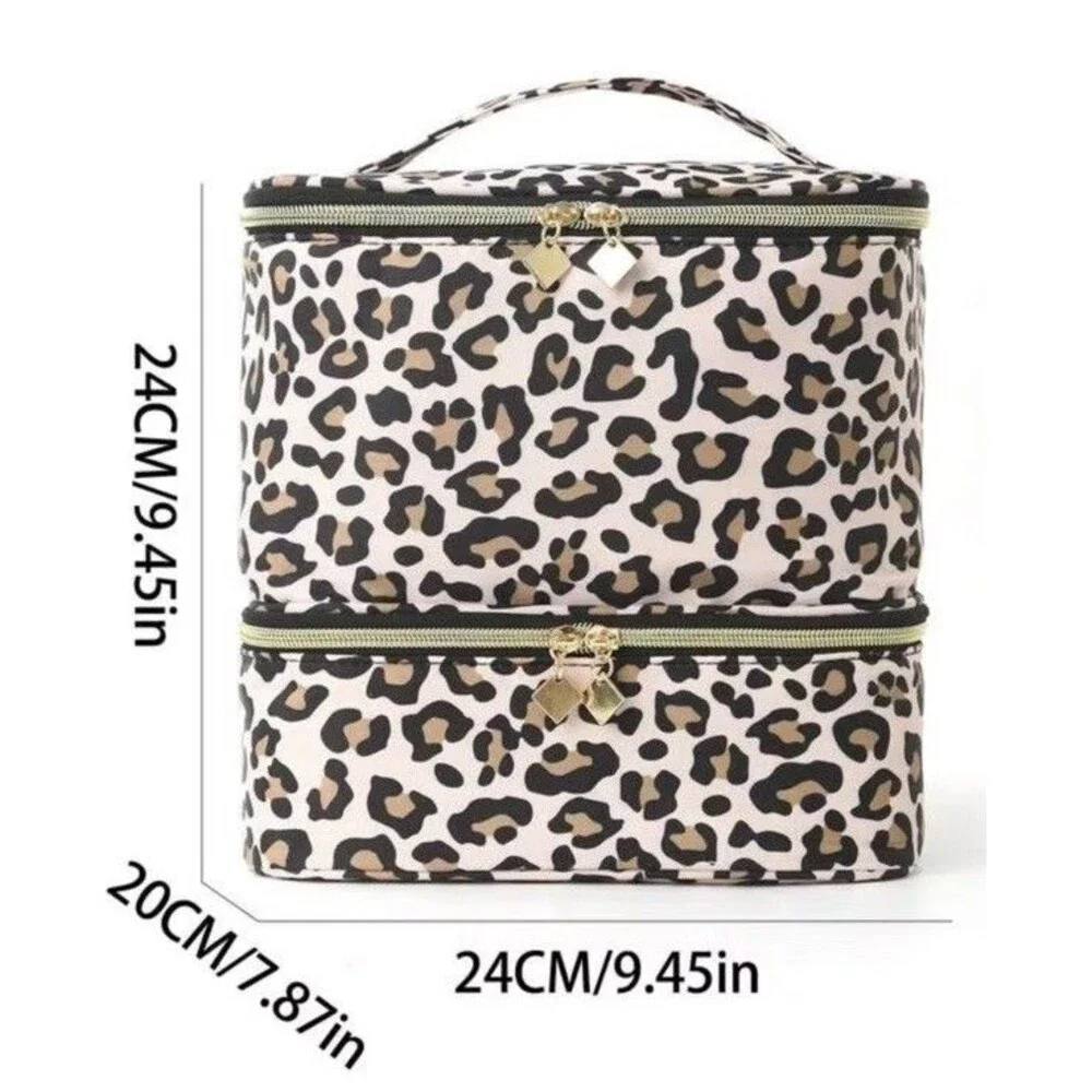Double Layer Cosmetic Storage Box With Detachable Nail Polish Organizer